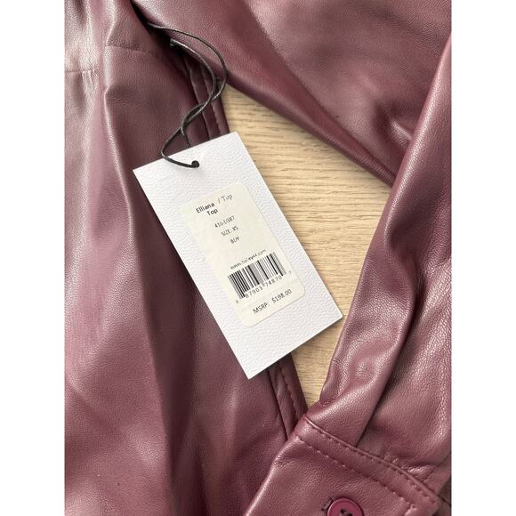 Bailey 44 Ellana Vegan Leather Top Burgundy XS NWT - Picture 3 of 5
